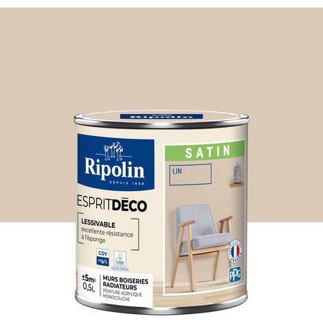 Ripolin – Peinture blanche satin 0,5L – Pour murs et plafonds – Lessivable – A+ qualité air intérieur – Temps de séchage 1h