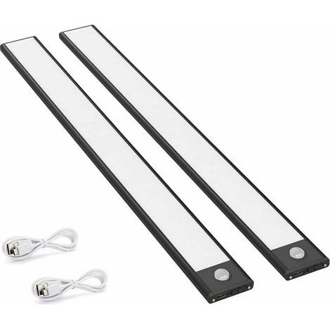 Drahtlose LED-Beleuchtung mit Bewegungsmelder, 2 USB-wiederaufladbare Lampen, 150 lm, ideal für Möbel, Küche, Schränke und Innenräume – Batteriebetrieb, automatische Aktivierung