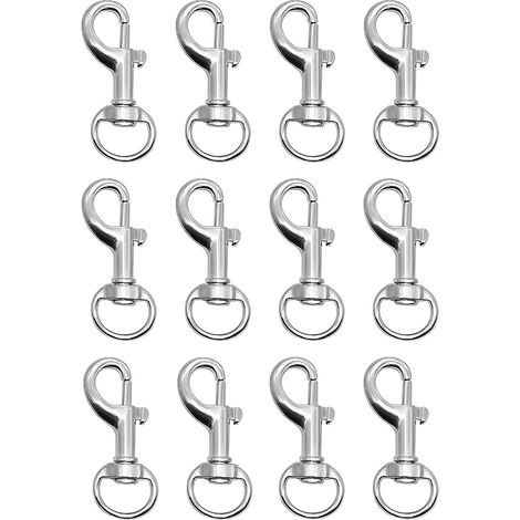 12 Pièces Mousquetons avec Raccord Pivotant, Mousquetons à 360°, Adaptés pour Attacher une Laisse pour Chien (1/5)