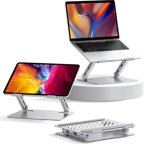 Support Ordinateur Portable Réglable Pliable Repose Bureau Ergonomique Refroidissement Ventilé Laptop Stand 10 à 17,3 Pouces Compatible avec MacBook Air Pro HP Dell Acer (1/5)