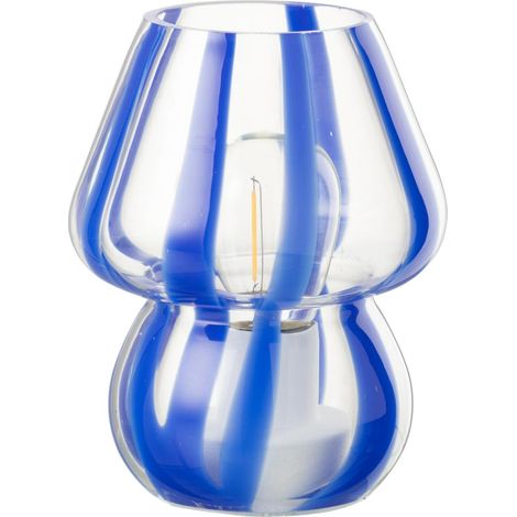 Lampe à Poser Rayures en Verre "Ophelie" 15cm Bleu