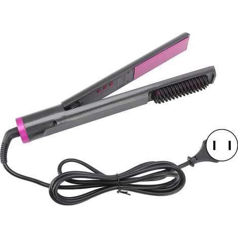 Fer à lisser et boucler 3 en 1 avec peigne, lisseur électrique multifonction anti-brûlure, lissage des frisottis, 110‑240V prise US (1/5)