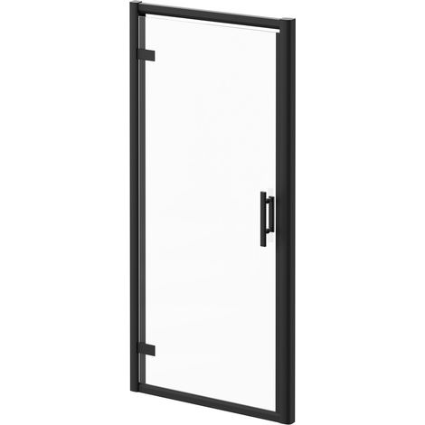 Series 8 Plus Matt Black 900mm Hinged Shower Door (1/5)