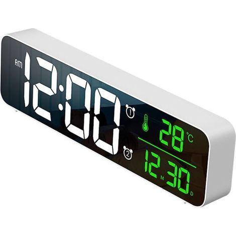 FENOPLASTICAHorloge Numérique Murale à Grand Affichage - Réveil LED Rechargeable avec Snooze - Affichage Date & Température - Pour Salon ou Chambre