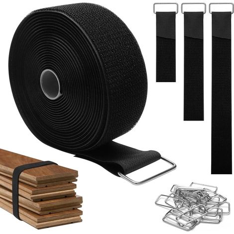 Velcro 5 m × 5 cm avec 25 boucles métalliques, pour la gestion des câbles - Cyslmuk® (1/5)