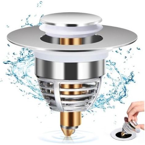 Drain d'évier universel, bouchon de vidange amélioré, drain d'évier à tirer, accélère le drainage sans colmatage, adapté à la baignoire, à la cuisine, à l'évier (trou de vidange 32 42 mm) (1/5)