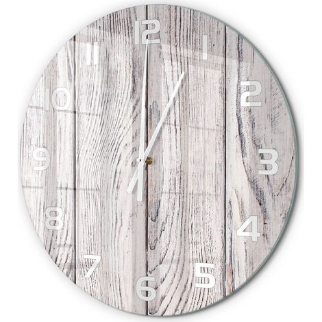 Horloge Murale Ronde Déco Salon Verre Trempé Silencieuse Design Contemporain Mur en bois fi 60 cm (1/5)
