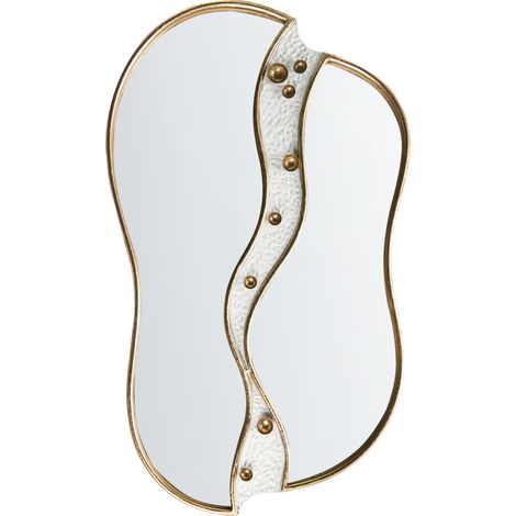 Espejo de pared hecho a mano con marco de hierro de forma irregular pieza decorativa dorado Tawley