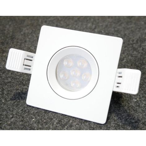 Spot encastré LED 5W blanc carré 90x90mm orientable avec lampe GU10 3000K 420lm 230V non-dimmable IP20 BE-LED BL08002004 (1/5)