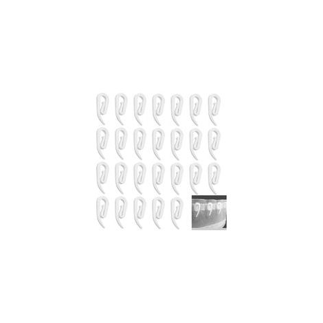 Lot de 100 crochets à rideaux, en plastique, universels, 28 x 12 mm, blancs, pour porte, fenêtre, douche, caravane