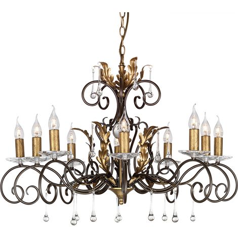 Lampadario Classico Amarilli Acciaio Bronzo Oro 10 Luci E14 (1/4)