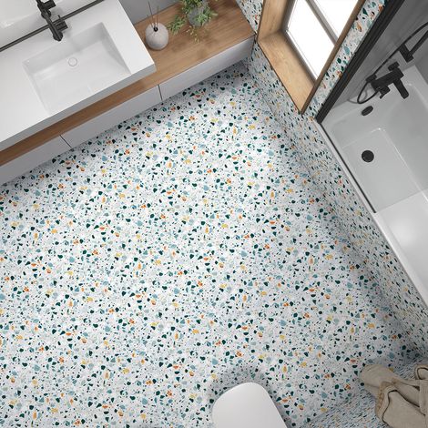 Stickers carrelage de sol anti-dérapant - Motif Terrazzo - 30x30 cm (1/4)