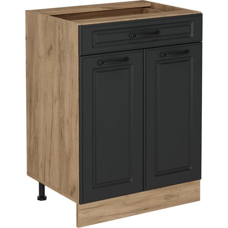 Meuble cuisine R-Line, Anthracite campagne, 60cm avec tiroir, sans PT, Vicco