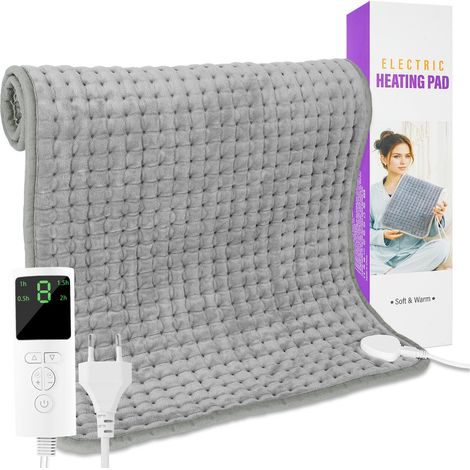 Coussin Chauffant, 84 x 43 cm Couverture Chauffante avec arrêt Automatique et 9 Niveaux de Température avec 4 Types de Minuterie, Super Moelleuse Tapis Chauffant pour Dos,Cou,Épaules,Abdomen (1/5)