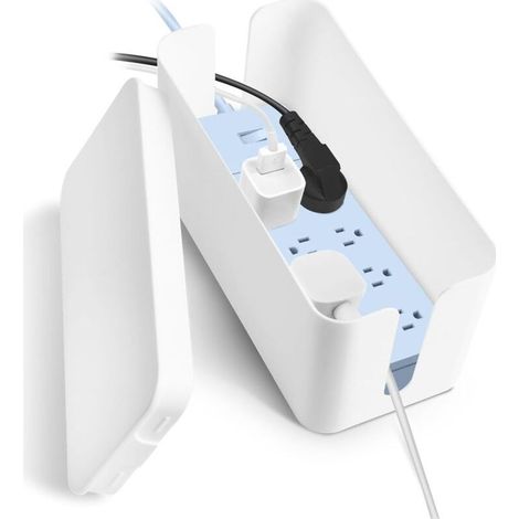 Kabelmanagementbox, Kabelorganizer, Steckdosenleistenabdeckung, Kabelbox für Steckdosenleistenabdeckung, Kabel ordentlich ordnen – Weiß (1/5)