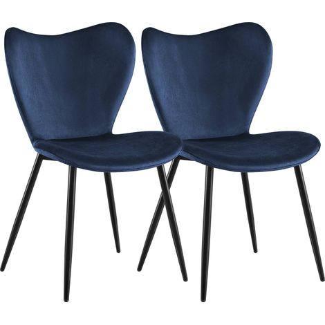 Lot de 2 Chaises de Salle a Manger Maika Bleu foncé Velours (1/5)