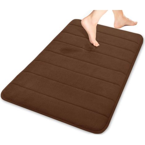 Tapis de bain en mousse à mémoire de forme 40 x 60 cm (marron)-Fei Yu
