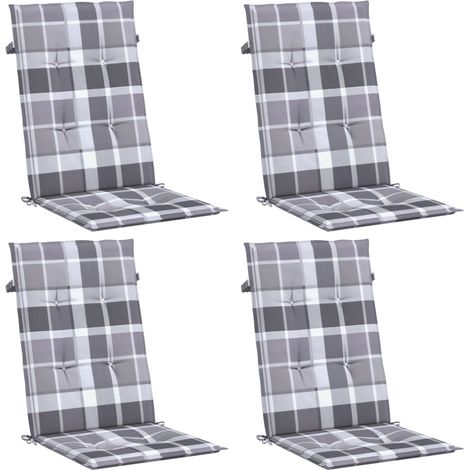 Cuscini per Sedie 4 pz Grigi a Quadri 120x50x3 cm in Tessuto vidaXL