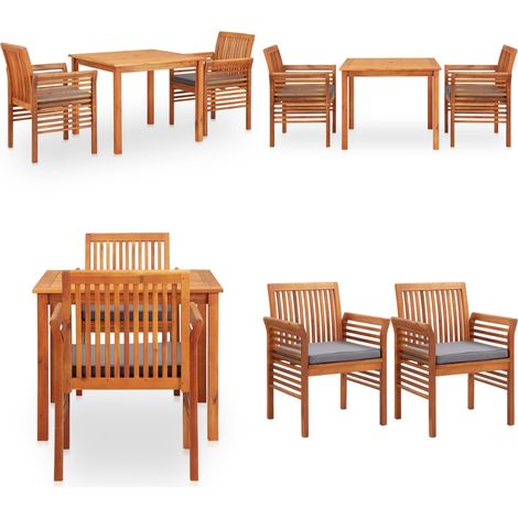 Ensemble à manger d'extérieur 3 pcs et coussins Acacia solide - Chaises de jardin - Ensemble de salle à manger extérieur (1/5)