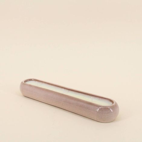 Bougie parfumée allongée en céramique beige 31cm (1/4)