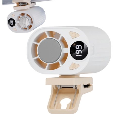 Blanc,Ventilateur de taille portable, 199 niveaux 18000 tr/min, appareil puissant rechargeable, gadget de refroidissement mains libres, accessoire d'été en plein air pour voyage, camping, plage, festi (1/5)