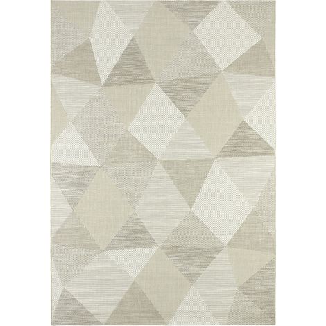 PRISMA - Tapis extérieur intérieur motif géométrique beige brun 160x230