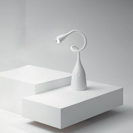 GLS020- LAMPADA DA TAVOLO BIANCO LUCIDO FLESSIBILE CON BRACCIO IN SILICONE DIMMERABILE 3000K 350LM 5W (1/2)