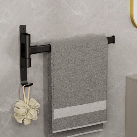 Alovez - Porte-serviettes de salle de bain avec 1 barres porte-serviettes pivotant à 180 ° en acier inoxydable SUS304 33CM porte-serviettes mural pour évier de cuisine de salle de bain - noir (1/4)