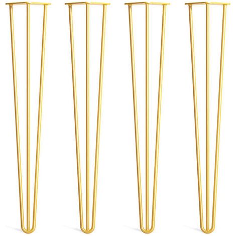 Lot de 4 pieds épingle 20 cm en acier – 3 tiges pour meilleure stabilité – 16 vis de fixation incluses – Pour meubles modernes