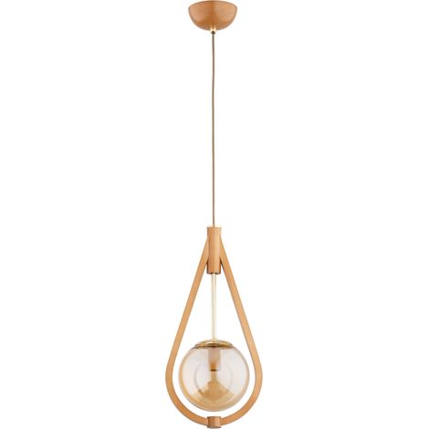 Suspension scandinave bois boule ambre E14 Gota Alfa (1/3)