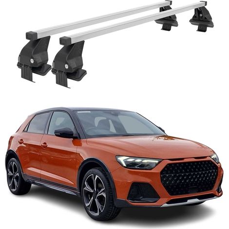 OMAC Dachträger Querträger Stahl für Audi A1 City Carver Allstreet 2019-2026 – Abschließbar – City-Crash-getestet – DIN 75302:2019 – ISO/PAS 11154:2006 – Max. 50 kg Silber (1/5)