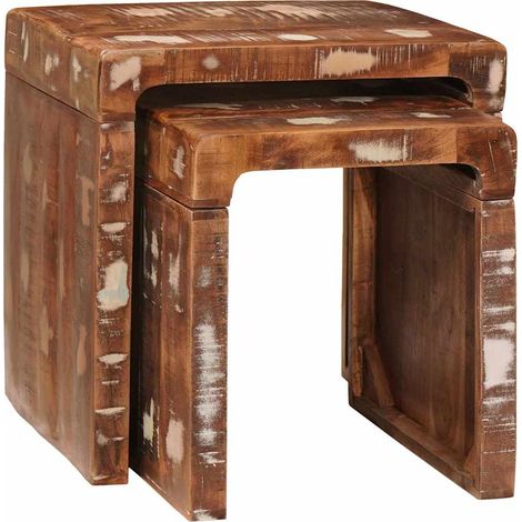Satztische 2 pcs Braun Massives upgecyceltes Holz