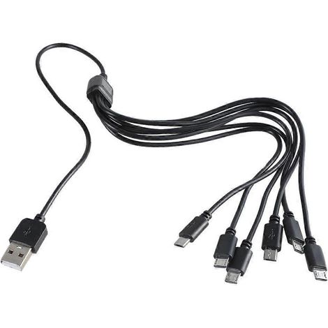USB-zu-USB-5-Pin-Ladekabel 6-in-1 USB 2.0 Typ A auf 6 USB 5-Pin Stecker (Splitter)