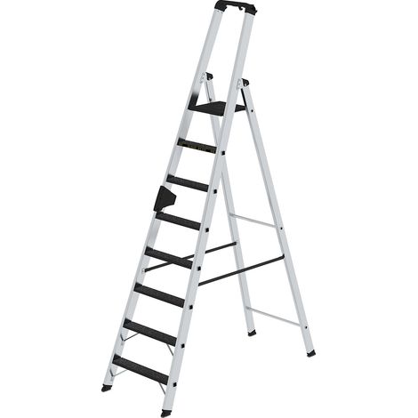 Günzburger Steigtechnik Escabeau à marches 250 kg accès unilatéral avec clip-step R13 8 marches - 042708 (1/5)