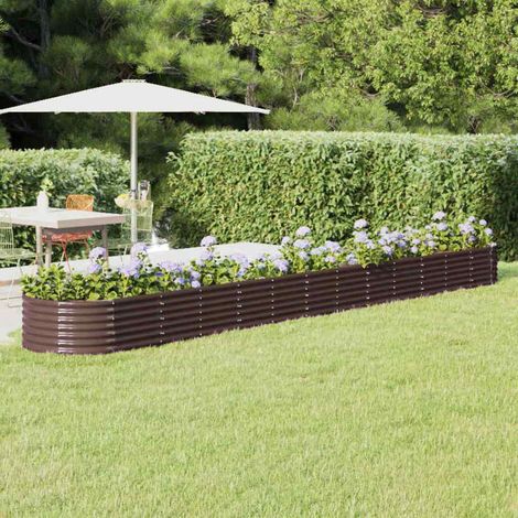 vidaXL Jardinera arriate acero galvanizado marrón 512x80x36 cm (1/5)