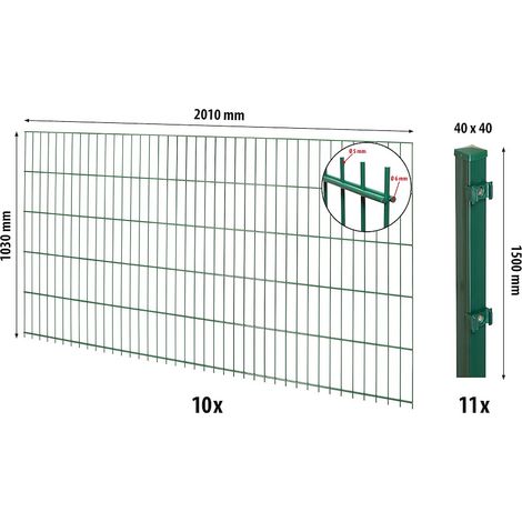 Comfort DS-Mattenzaun-Set 1030 L=20 m,grün,m. Pfosten Classic