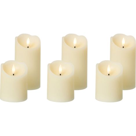 Set di 6 decorazioni natalizie a LED per interni Candele accessorie in paraffina bianco sporco Amorea