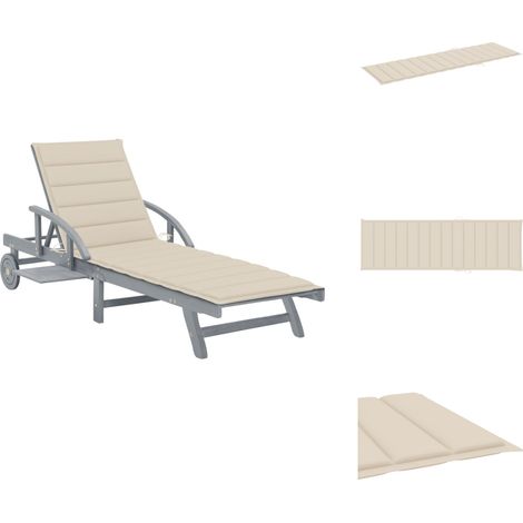 The Living Store Chaise longue de jardin avec coussin Bois d'acacia solide - Chaise longue bois (1/5)