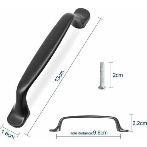 NALOOKAMIC  10 Pcs Black Kitchen Cabinet Handle 96mm Aluminum Alloy Door Wardrobe Handles with Screws