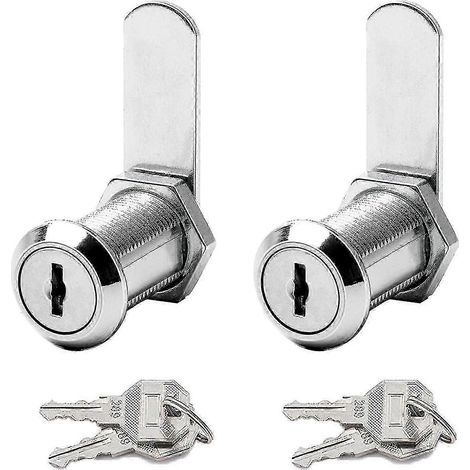 Lot de 2 serrures de boîte aux lettres, cylindre à came de sécurité 30 mm pour meubles, avec 4 clés pour porte, armoire, penderie - Bon état (1/5)