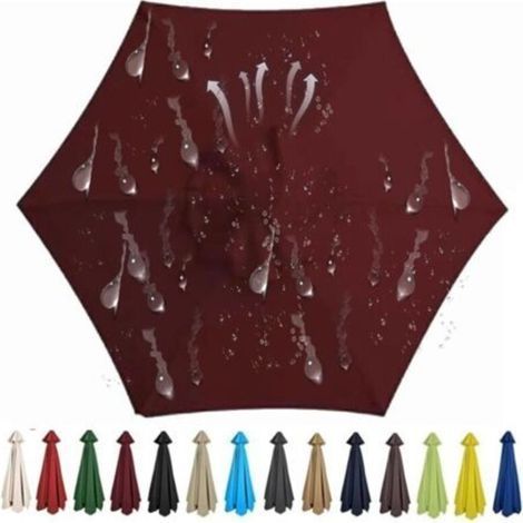 Toile de rechange pour parasol d'extérieur à 8 baleines, tissu polyester (270 cm, bordeaux) (1/5)