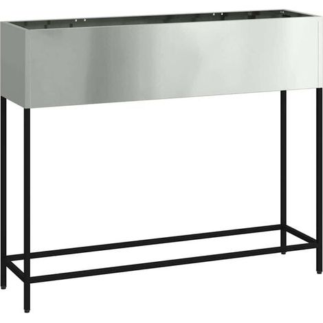 Jardinière surélevée, argentée, 100 x 26 x 82 cm, acier galvanisé. (1/5)