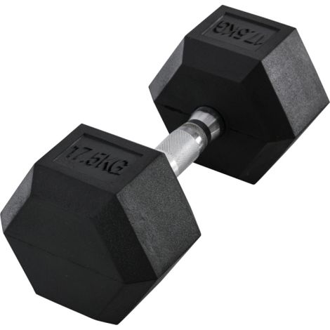 17.5KG Single Rubber Hex Dumbbell Portable Hand Weights Dumbbell Home Gym ，Home Gym Training
