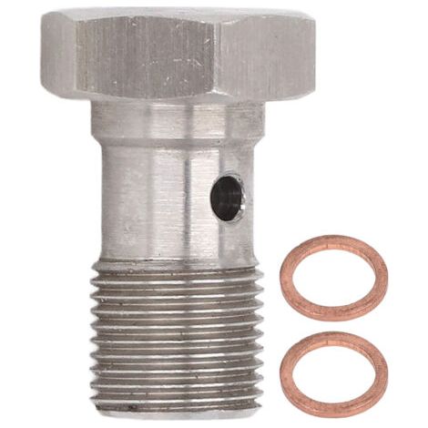 Boulon Banjo Simple, Raccords de Boulon Banjo M12 X 1,0 Filetage Métrique Adaptateur d'extrémité de Tuyau de Frein à un Trou avec Rondelles pour Conduites D'embrayage de (1/4)