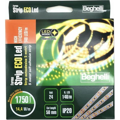 ECOLed HE Selbstklebeband 5 Meter Hocheffiziente 140 LEDs/m 14.4W/m 24V 3000K