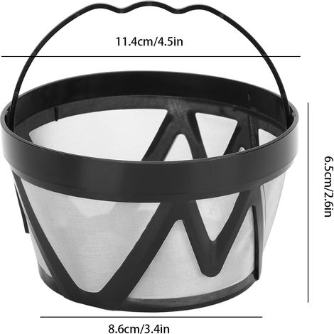[Kaffeefilter] + Wiederverwendbarer, waschbarer Filterkorb für Kaffeemaschine + CGX20 162010 + Schwarzer PP-Edelstahl (1/5)