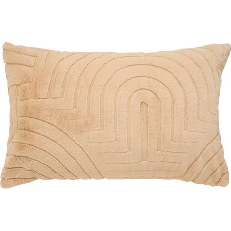 Coussin Imitation Fourrure "Arka" 50x80cm Beige Lin (1/4)