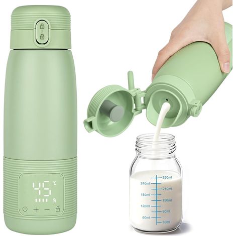Portable travel bottle warmer, 500ml baby milk warmer for breast milk, formula, or water, fast heating and long battery life, USB charging