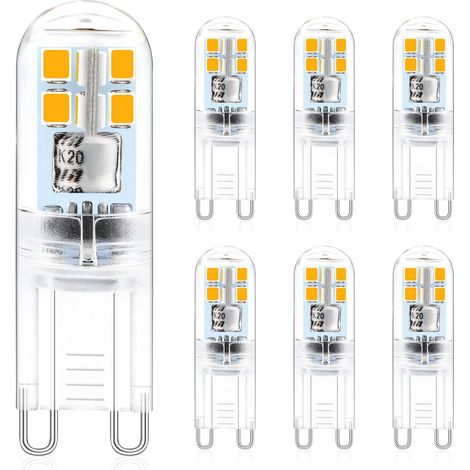 Ampoules LED G9, 2 W 180 lm, équivalent halogène 20 W, blanc chaud 2900 K, culot G9, 220-240 V CA (lot de 6) [Classe énergétique A++] (1/5)