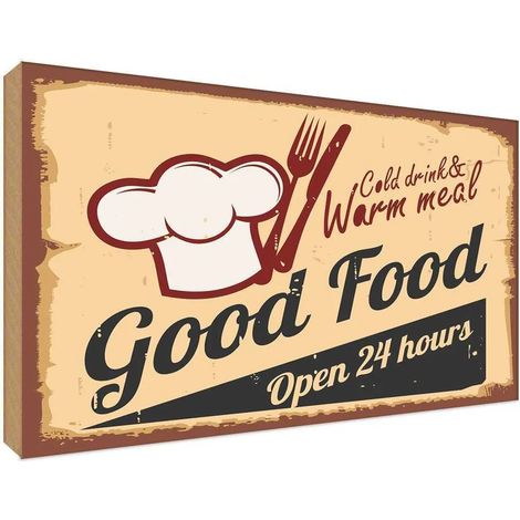 Panneau en bois 30x40 cm Boissons fraîches et plats chauds Nourriture Boissons (1/4)